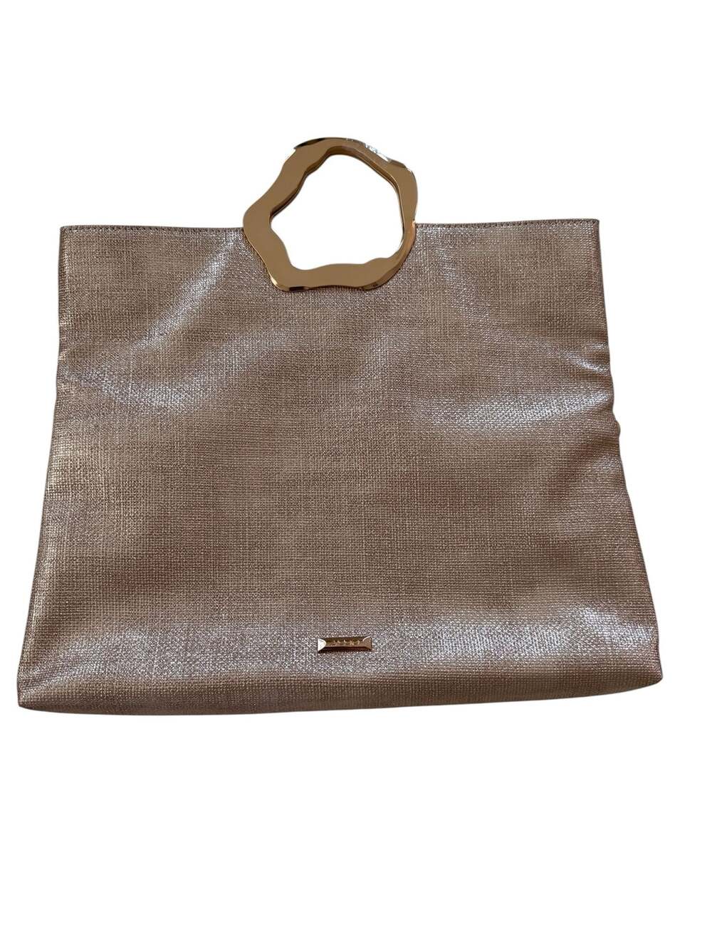 ALDO Gold Metallic Textured Tote Bag with Sculptural Handles NWOT - Picture 6 of 14